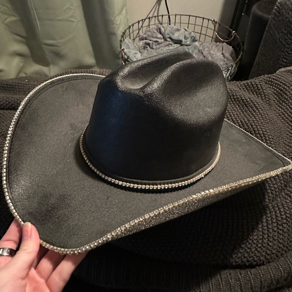Custom Black Cowboy Hat with Silver Trim